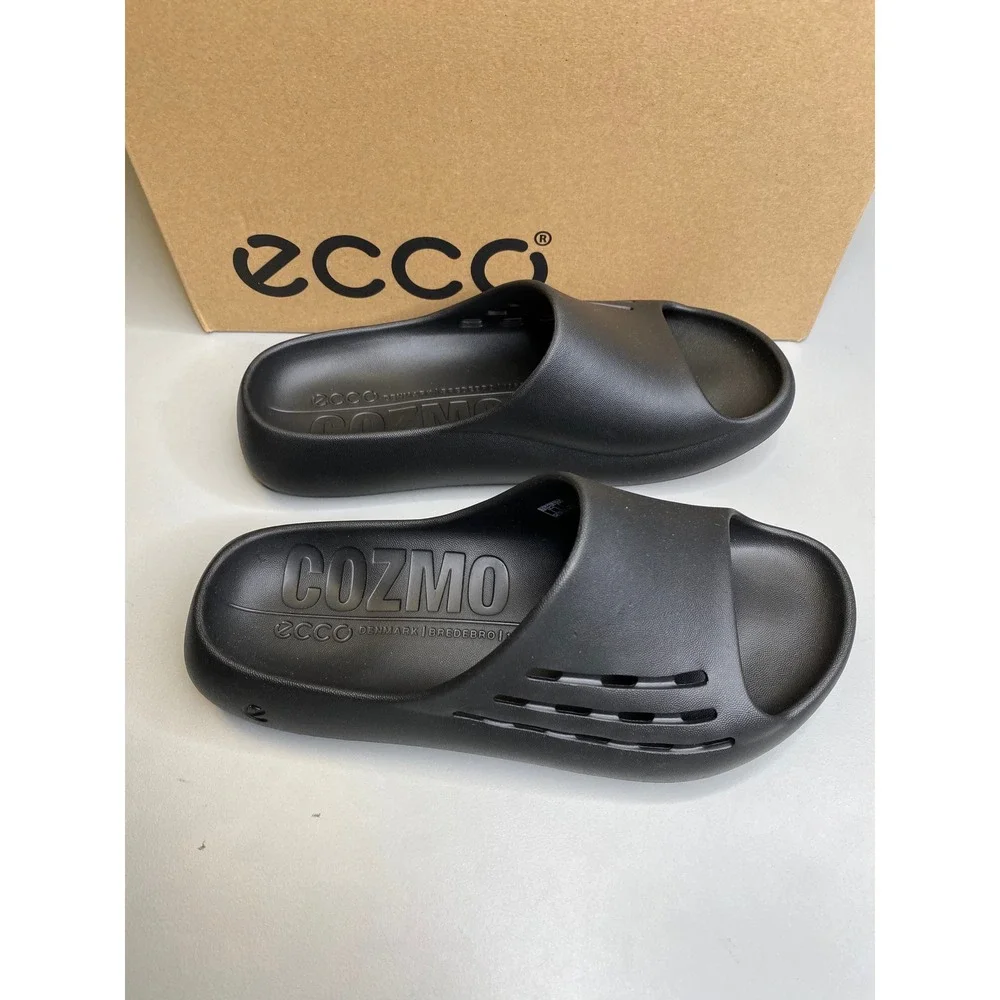 Ecco Cozmo E Black Slide Sandals Mens 1-1.5 Womens 4 EU 35